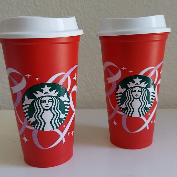 Starbucks Other - TWO (2) Starbucks 2021 Red Holiday “50 Years of Coffee & Joy” Reusable Cup 16 oz
